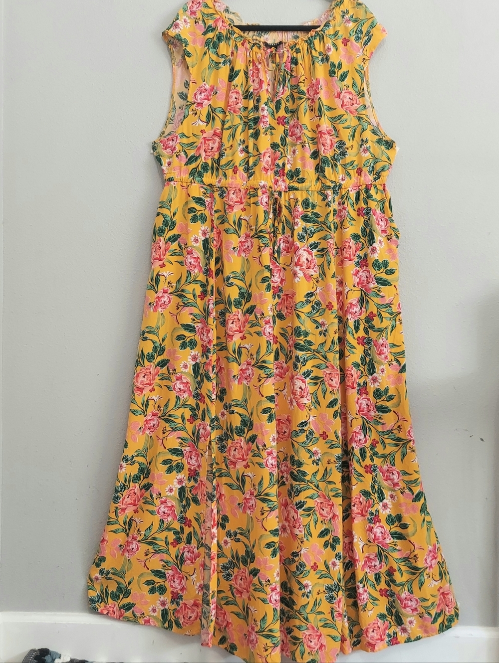 Torrid Yellow Floral Short Sleeve Maxi Dress With Pockets 4X